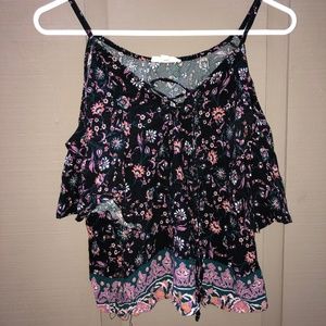LA Hearts Cold Shoulder Floral Blouse XS